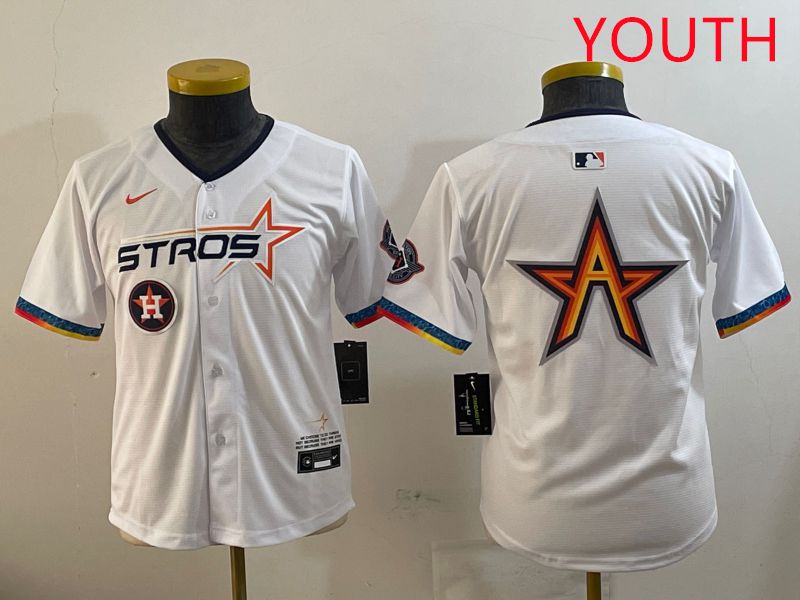 Youth Houston Astros Blank White Fourth generation Joint Name 2025 Nike MLB Jersey style 5